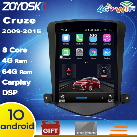 Android 10 os 10.4 inch IPS vertical HD screen car gps multimedia radio navigation carplay for Chevrolet Cruze 2009-2015 ► Photo 1/6