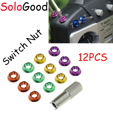 SoloGood 12PCS Radio Control Switch Color Nut For Futaba JR FrSky Taranis Transmitter ► Photo 1/6