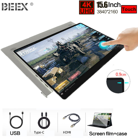 4K 15.6 Inch Portable Monitor PC Touch Screen 1080P HD Screen PS4 SWITCH XBOX Typc-C /USB Mini HDMI Touch Screen Metal Monitors ► Photo 1/6