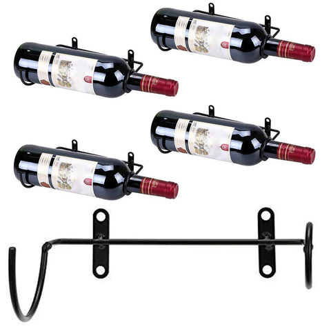 Wine Display Shelf Wine Rack With Screws Home Bar Kitchen Storage Organizer Simple Wall Mounted Iron Black Bottle Holder ► Photo 1/6