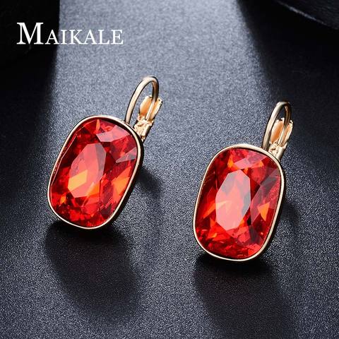 MAIKALE Geometric Square Vintage Earrings Copper Stud Earrings Exaggerated White Black Austrian Crystal Long Earrings For Women ► Photo 1/6