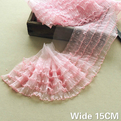 15CM Wide Luxury Five-layer Polka-dot 3d Guipure Voile Lace Fabric Ribbon Ruffle Trim Wedding Dress Fluffy Skirts Sewing Supply ► Photo 1/6