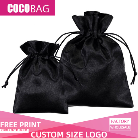 Luxury Silk Satin Bags Hair Extensions Packaging Jewelry/Wigs/Makeup Gift Bag  Custom Logo Drawstring Bag - Price history & Review, AliExpress Seller -  COCOBAG Store