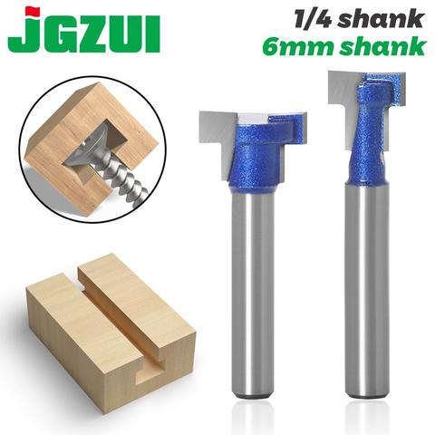 1pc 6mm 1/4inch Shank T-Slot Cutter Router Bit Set Key Hole Bits Hex Bolt T Slotting Milling Cutter for Wood Woodworking Tool ► Photo 1/6