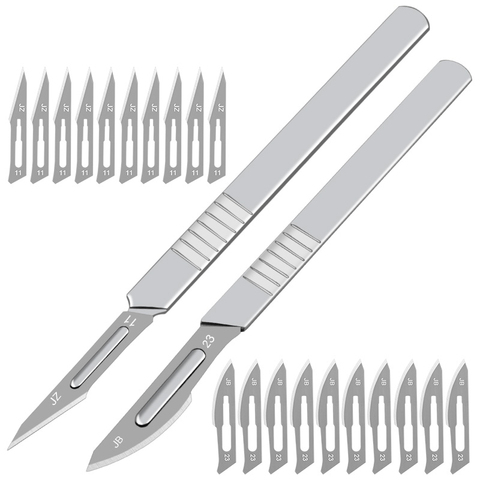 10pcs 11# 23# Carbon Steel Surgical Scalpel Blades + 1pc Handle Scalpel DIY Cutting Tool PCB Repair Animal Surgical Knife ► Photo 1/6