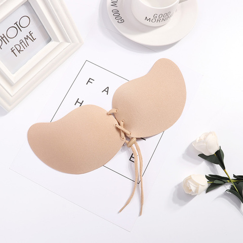 Sexy Women Strapless Push Up Bra Silicone Mango Shape Self-Adhesive Front Bust Sexy breathable invisible bra ► Photo 1/6