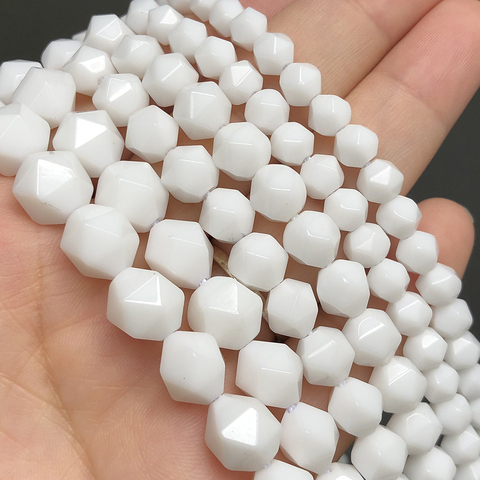 Natural Gem Faceted White Onyx Stone Beads  6/8/10mm Loose Spacer Accessories Beads For Jewelry Making DIY Bracelet Necklace ► Photo 1/3