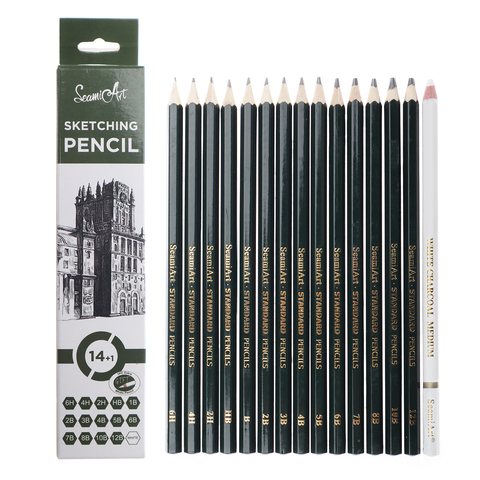 SeamiArt 15Pcs/Set Drawing Pencil Set Wood Professional Art Supplies Sketch White Charcoal Pencils Art Painting Stationery ► Photo 1/6