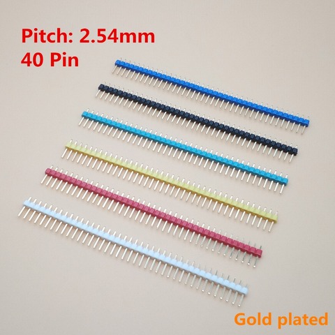 20PCS Gold plated 40P 2.54mm Male Color Single Row Pin Header 1*40P Red Black Green Blue Yellow White ► Photo 1/5