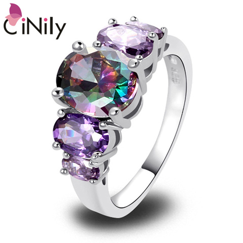 CiNily Luxurious Mystery Stone Ring Silver Plated Rainbow Fashion Jewelry Ring for Jewelry Fashion Woman Ring Gift NJ518 ► Photo 1/6