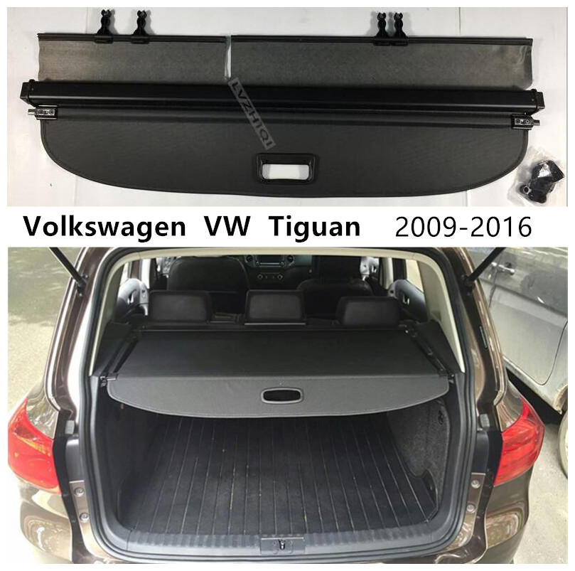 Can withstand the load Caartonn Cargo Cover for 2009-2017 Volkswagen Tiguan Black Rear Trunk Luggage Security Shade Shield 