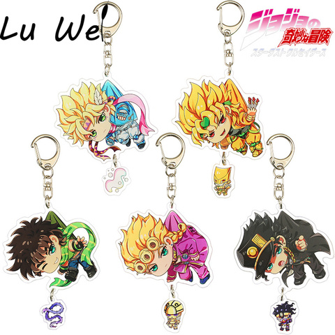Anime Keychain JoJo Bizarre Adventure Man Key Chain for Women Accessories Cute Bag Pendant Key Ring Acrylic Cartoon Friends Gift ► Photo 1/6