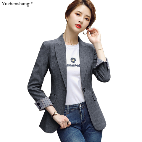 HIGH QUALITY Fashion 2022 Design Blazer Jacket Women's Green Black Blue Solid Tops For Office Lady Wear Size S-4XL ► Photo 1/6