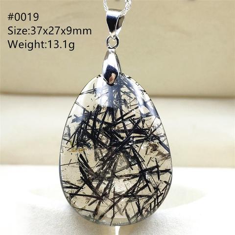 Genuine Natural Black Rutilated Quartz Pendant Clear Bead Water Drop Rectangle Clear Beads Crystal Wealthy Stone AAAAAA ► Photo 1/6