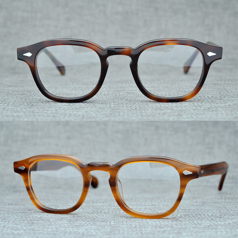 Round Handmade Acetate Frame Women Johnny Depp Glasses Men Brand Designer Computer Goggles Optical Spectacle frame Demi Myopia ► Photo 1/6