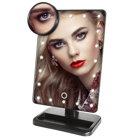 LED Light Makeup Mirror Lamp 10X Magnifier Battery Vanity Magnifying Glass Make Up Mini Bath Cosmetic Bathroom Smart Suction Cup ► Photo 1/6