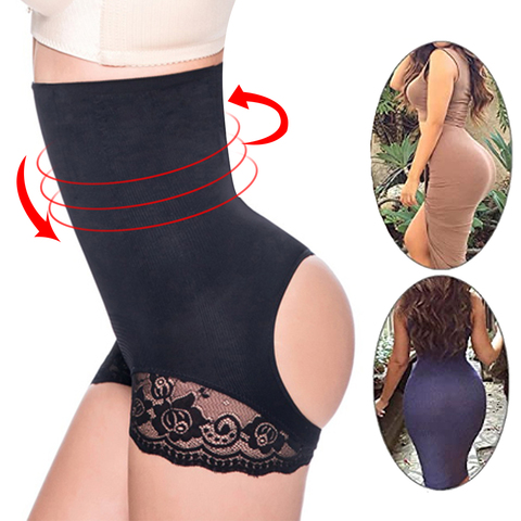 Women's Shapewear Hi-Waist Brief Firm Control Panties Waist Cincher Butt Lifter Tummy Slimmer Lace Sexy Thong Panty ► Photo 1/6