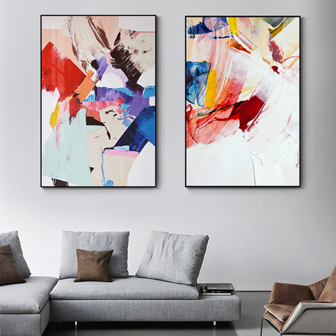 Abstract Warm Color Canvas Painting Red Blue Posters High Quality Prints Wall Art Pictures for Living Room Fashion Nordic Decor ► Photo 1/6