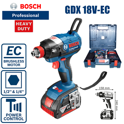 Bosch GDX 18V-EC rechargeable brushless lithium battery screwdriver, impact driver, wrench machine dual-use (two 4A batteries) ► Photo 1/6