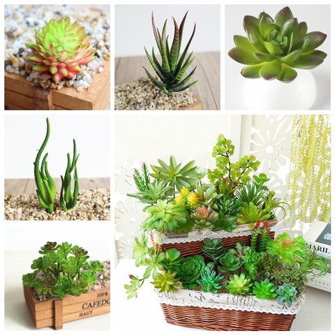 39Styles Green Artificial Succulents Plants Home Bedroom Living Room Bathroom Christmas Party Decoration Fake Plants Bonsai ► Photo 1/6