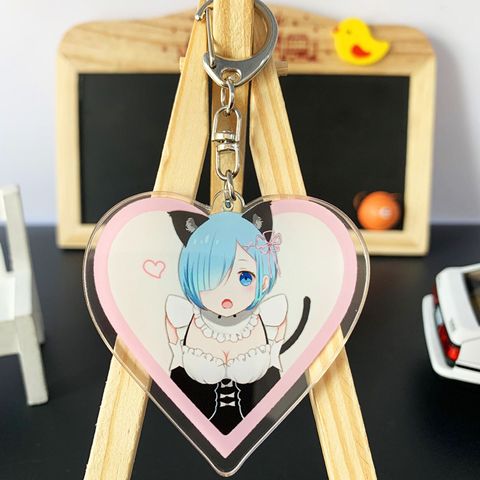 Popular Anime RE: ZERO Ram Rem Emilia Keychain Acrylic Cartoon Figures Key Chain Ring for Otaku Cosplay Bag Charm Birthday Gift ► Photo 1/6