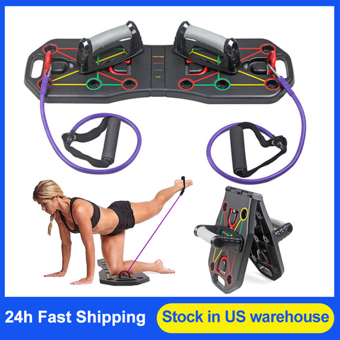 Multi-Function Foldable Push Up Board System with Resistance Tube Bands Pull Rope Bodybuilding Exercise Push-up Stand Board ► Photo 1/6