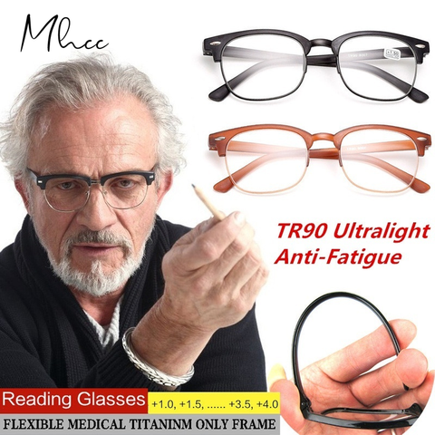 Men Woman Half Frame Elderly Reading Glasses Ultralight Anti-fatigue TR90 Frame Portable Presbyopic Reading Glasses Eyewear ► Photo 1/1