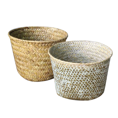 Laundry Straw Patchwork Wicker Rattan Seagrass Belly Garden Flower Pot Planter Basket 2022 Handmade Bamboo Storage Baskets ► Photo 1/6