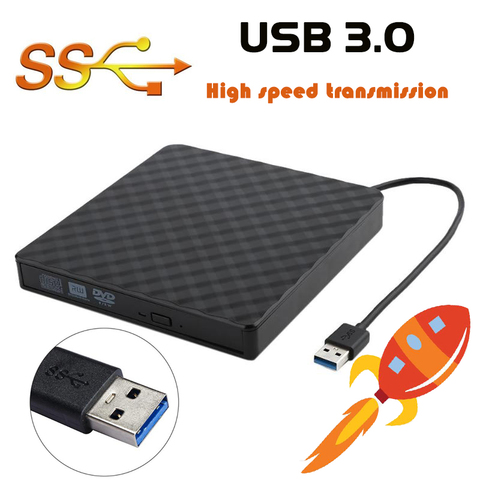 USB 3.0 External DVD Burner Writer Recorder DVD RW Optical Drive CD/DVD ROM Player MAC OS Windows XP/7/8/10 ABS Plastic Material ► Photo 1/6