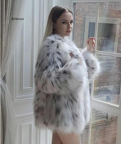 Fashion casual lady fur coat fox fur coat medium long suit collar leopard print fur fur coat Korean version of jacket ► Photo 1/6