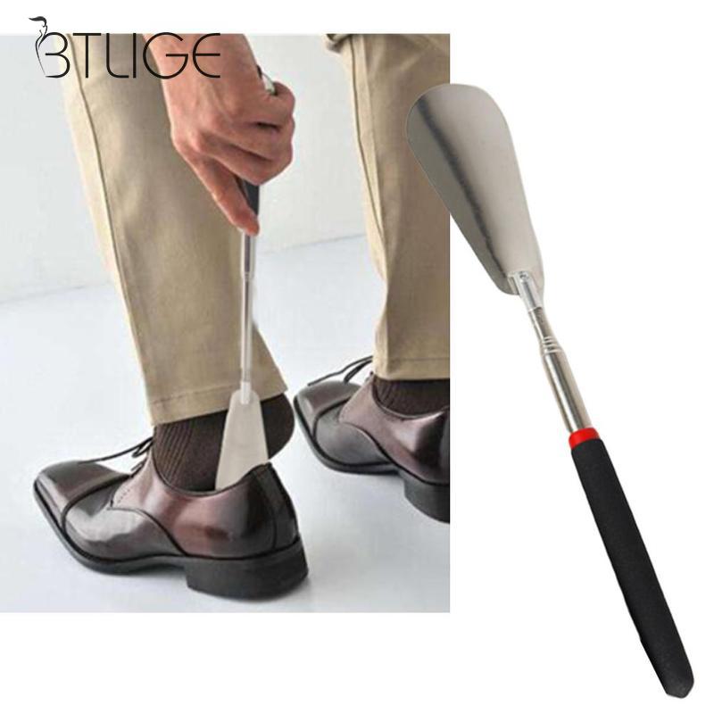 Durable Leather Handle Professional Metal Shoe Horn Lifter Long Shoespooner