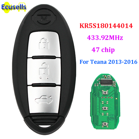 3 buttons 433.92Mhz 47 Electric chip S180144017 auto smart car remote key fob for Nissan Teana 2013 2014 2015 KR5S180144014 ► Photo 1/1