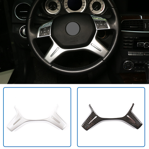 Carbon Fiber For Mercedes Benz C Class W204 C180 C200 2011-13 CarABS Steering Wheel Decoration Trim E ML GL Class W212 X166 W166 ► Photo 1/6