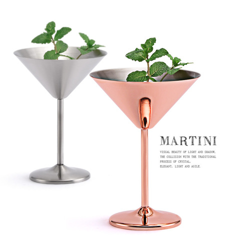 304 Stainless Steel Martini Cocktail Glass High Base Wine Glass Wine Glass Metal Bar KTV Champagne Glass ► Photo 1/6