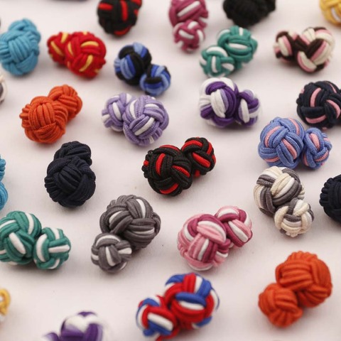 Linbaiway Silk Knots Cufflinks Handmade Elastic Double Rope Ball Cuff Button For Men Shirt Business Gift Decoration Custom LOGO ► Photo 1/6