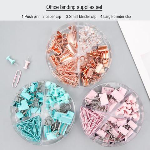 72Pcs Binder Clips Paper Clips Push Pins Sets With With Acrylic Box for Office Accessories Organizer School Supplies ► Photo 1/6