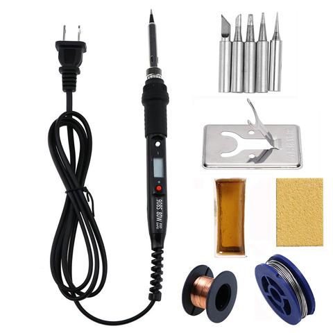 Adjustable Temperature Solder Iron 80W 220V / 110V LCD Electric Soldering Iron 908S with Tips wire Tools For Welding Repair ► Photo 1/6