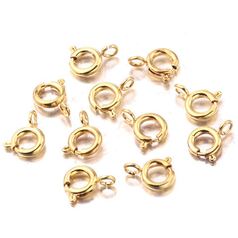 10pcs/lot Stainless Steel Gold Round Claw Spring Clasps Hooks for Bracelet Necklace Connectors DIY Jewelry Making Supplies ► Photo 1/6