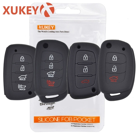 Silicone Car Key Case For Hyundai Creta Tucson Santa fe Elantra Sonata i10 i20 i30 i40 i25 ix35 Remote Shell Fob Cover Pocket ► Photo 1/6