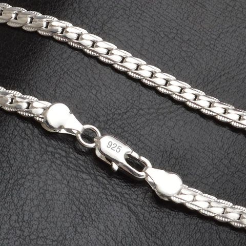 QiLeSen N925 sterling Silver color fashion men's Fine Jewelry 5mm 20 feet 50 cm Silver color necklace LN130 ► Photo 1/4