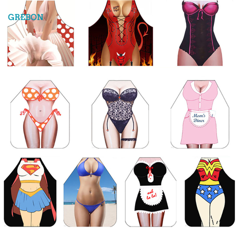 Sexy Kitchen Apron Funny Apron For Woman Party Cooking BBQ Dinner Baking Kid Adult Chef Apron For Man Super Hero Barbecue Bibs ► Photo 1/6
