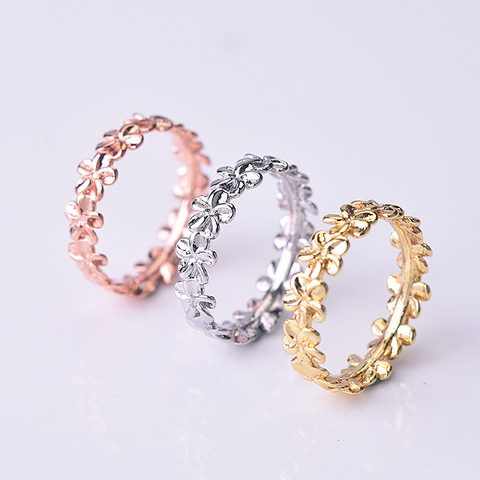 New Fashion Delicate Hawaiian Frangipani Brushed Flowers Jewelry Lady Engagement Wedding Gift Banquet Ring ► Photo 1/5