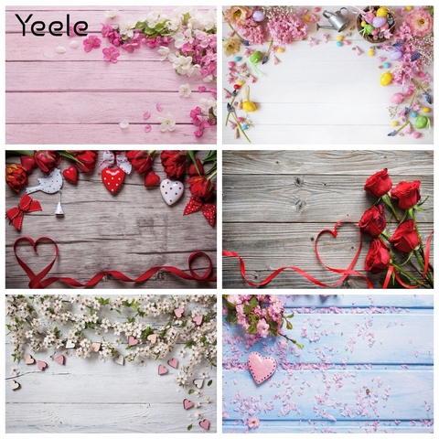 Yeele Spring Wooden Boards Flowers Petal Photocall Plank Baby Doll Pet Photography Backdrop Decoration Backgrounds Photo Studio ► Photo 1/5