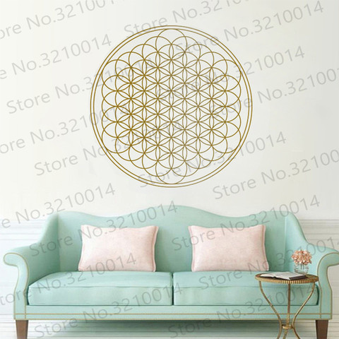 Sacred Flower of Life Geometric Wall Decal Yoga Boho Circle Mandala Vinyl Living Room Decal Removable Home Decor Mural WL741 ► Photo 1/6