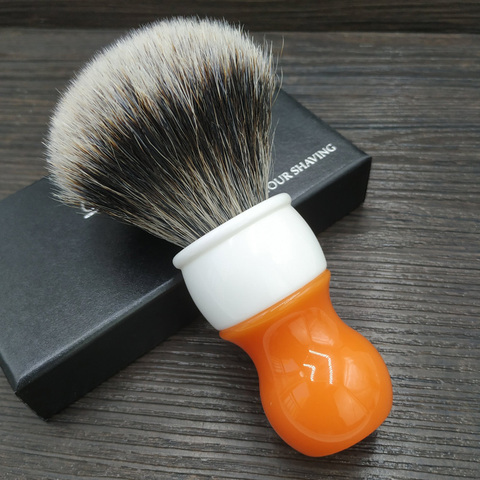 dscosmetic 26 Carrot resin handle two band badger hair and synthetic hair mixed knots shaving brush for man shave wet tools ► Photo 1/6