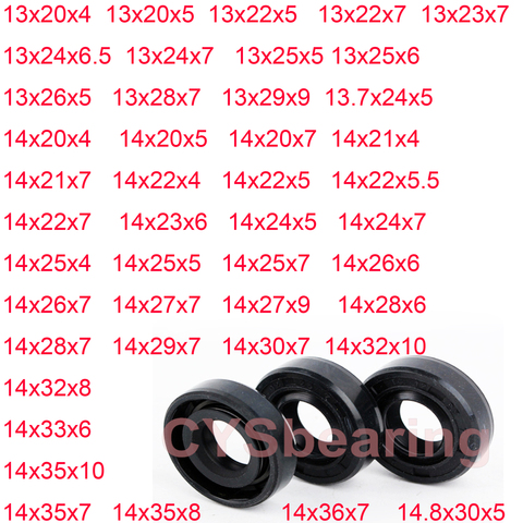 2pcs 13MM 14MM TC Type Skeleton Oil Seal Gasket 14x22x5 14x22x7 14x23x6 14x26x6 14x28x7MM NBR Black Rubber Radial Shaft Ring ► Photo 1/6