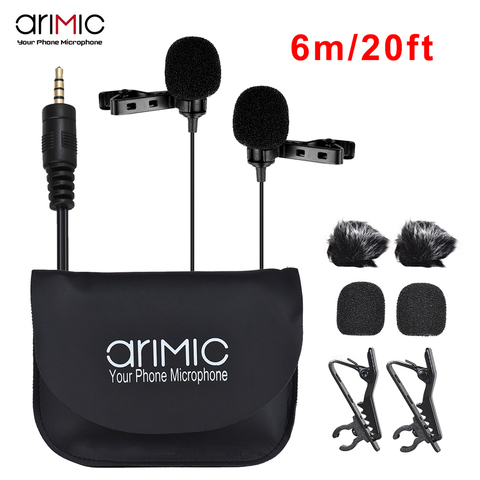 Ulanzi AriMic 6m Dual-Head Lavalier Lapel Clip-on Microphone for Lecture or Interview for Smartphone Mobile phone and Tablets ► Photo 1/6