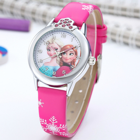 Elsa Watch Girls Elsa Princess Kids Watches Leather Strap Cute Children's Cartoon Wristwatches Gifts for Kids Girl Frozen Clock ► Photo 1/6