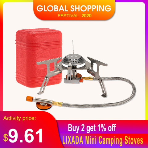 LIXADA Mini Camping Stoves Folding Outdoor Gas Stove Portable Furnace Cooking Picnic Split Stoves 3000W Cooker Burners 17*7cm ► Photo 1/6