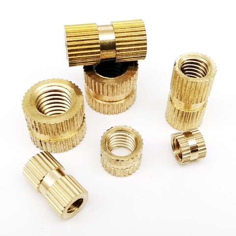 10/50pc M2 M2.5 M3 M4 M5 M6 M8 M10 Solid Brass Copper Injection Molding Knurl Thread Insert Nut Nutsert Embedded Nut Double Pass ► Photo 1/6